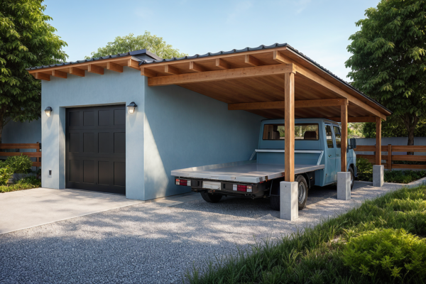 G82 - Budynek garażowy z wiatą