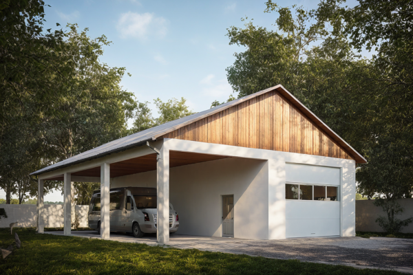 G222 - Budynek garażowy z wiatą